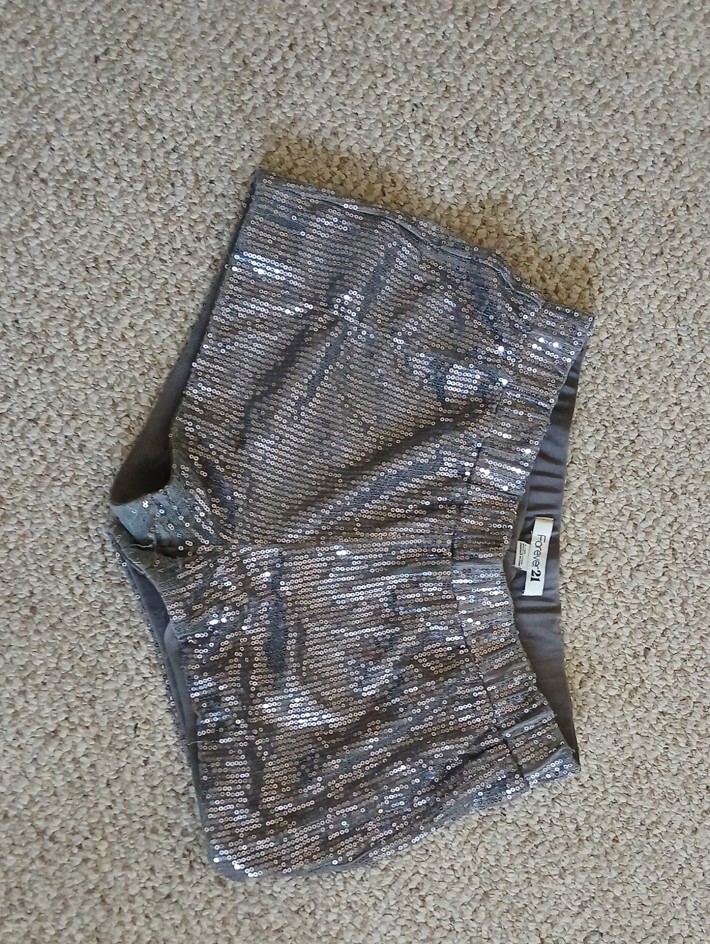 Forever 21 Silver Sequin High-Waist Women's Shorts